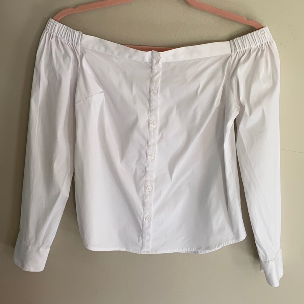 Express Off The Shoulder Essential Shirt - White - XS